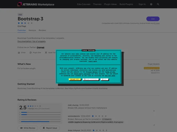 screenshot of Intellij Bootstrap