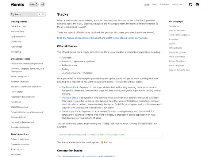 screenshot of Minimal Remix Stack