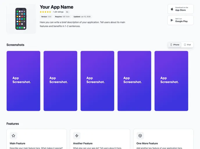 Mobile Landing screenshot