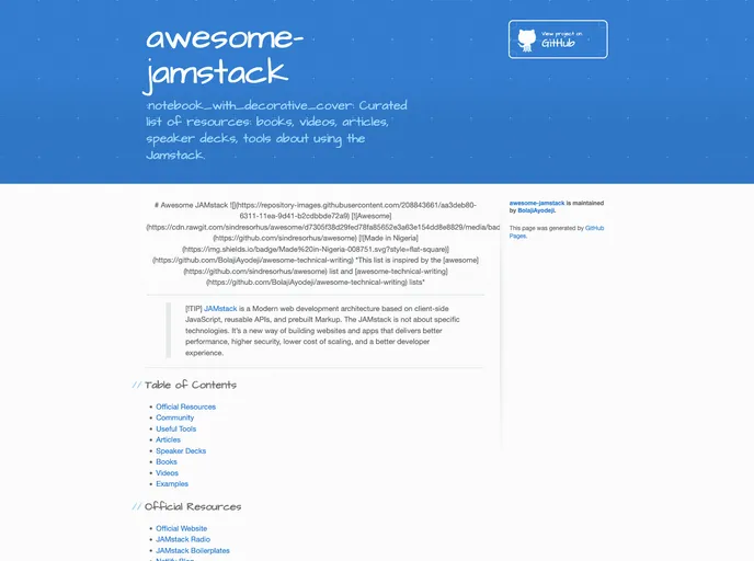 screenshot of Awesome Jamstack