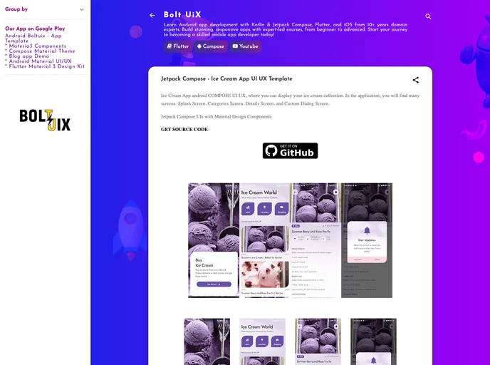 screenshot of Compose Ice Cream Template