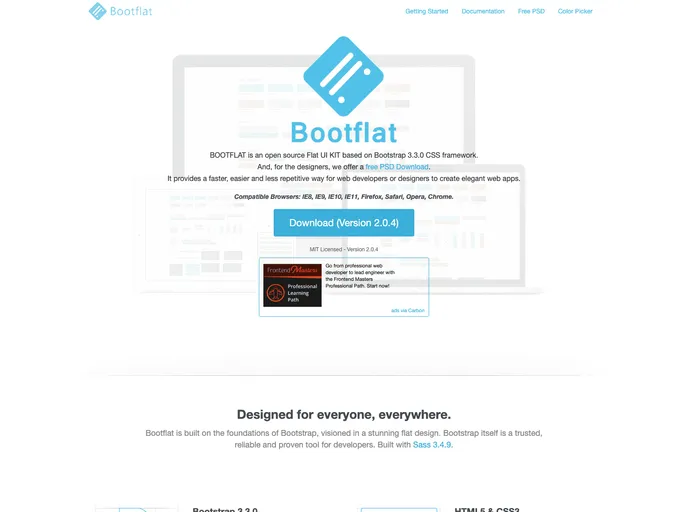 screenshot of Bootflat.github.io