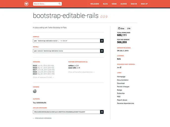 screenshot of Bootstrap Editable Rails