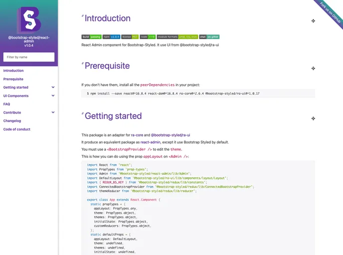 screenshot of React Admin