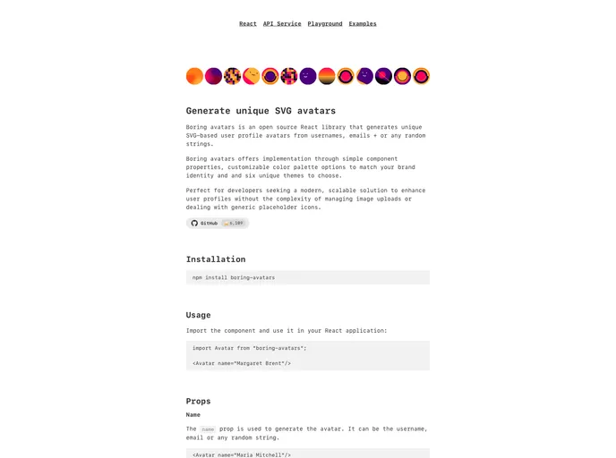 Boring Avatars screenshot