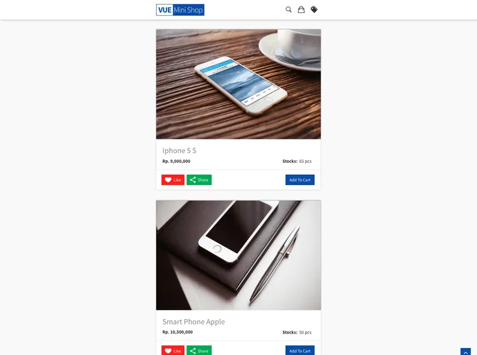 screenshot of Vue Mini Shop