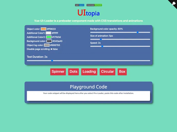 screenshot of Vue UI Preloader