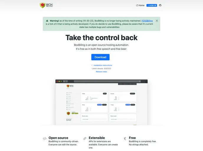 Boxbilling screenshot