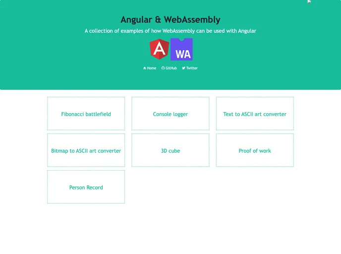 screenshot of Angular Wasm