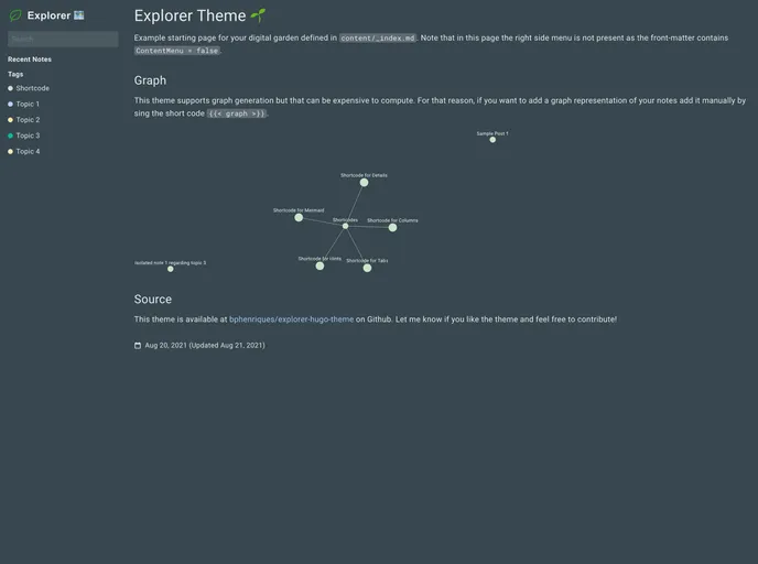 screenshot of Explorer Hugo Theme