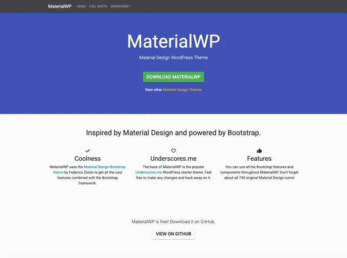 screenshot of Materialwp