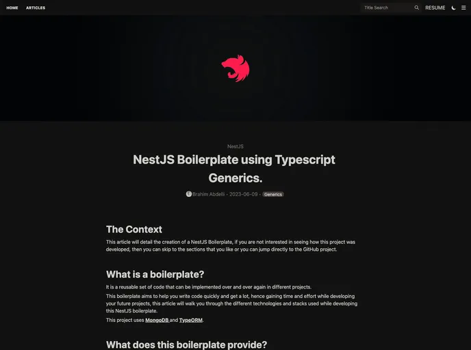 screenshot of Nestjs Boilerplate