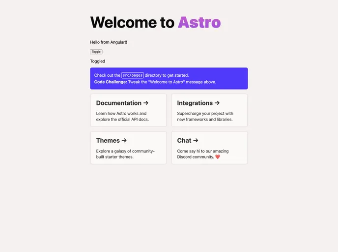 screenshot of Angular Astro Islands