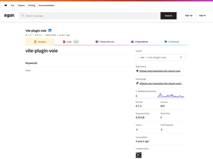 screenshot of Vite Plugin Voie
