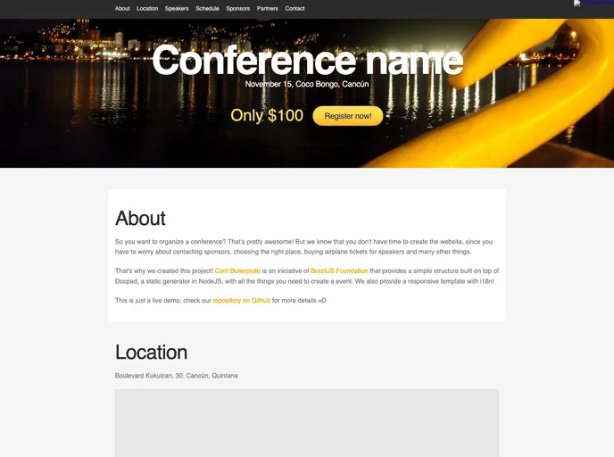 screenshot of Conf Boilerplate