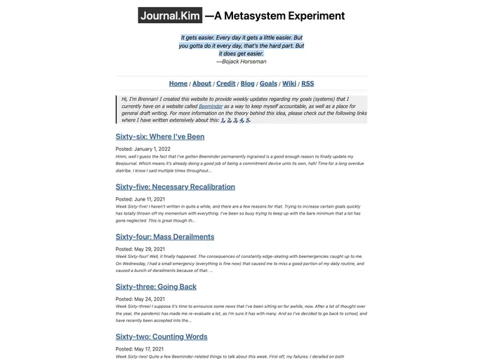 screenshot of Journalbar