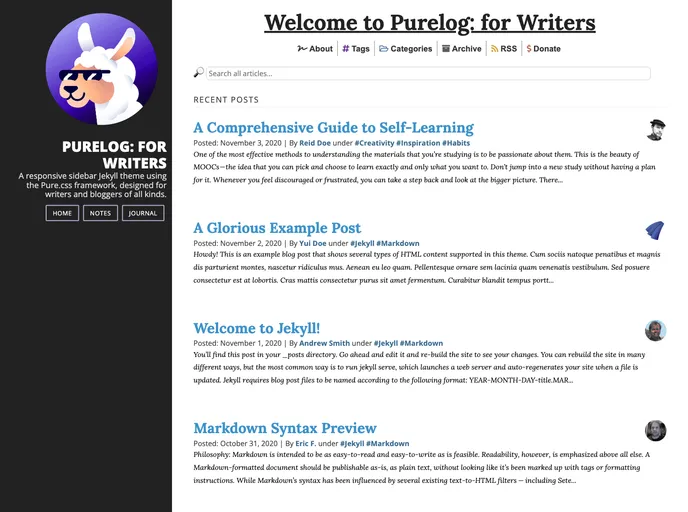 screenshot of Purelog