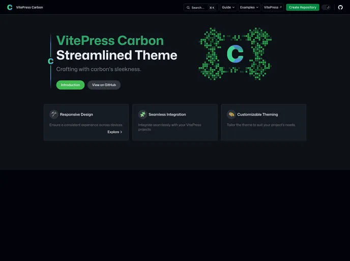 screenshot of Vitepress Carbon