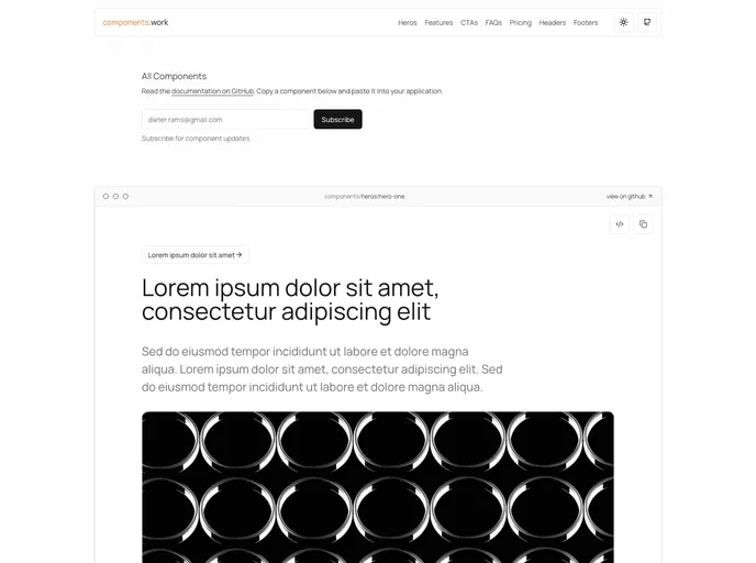 screenshot of Components