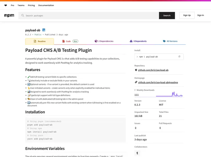 screenshot of Payload Ab
