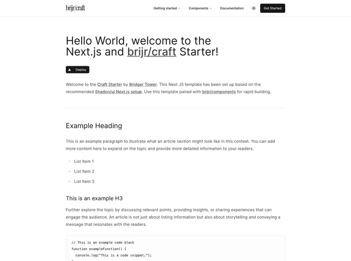 screenshot of Starter