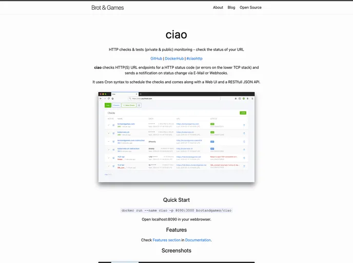 screenshot of Ciao