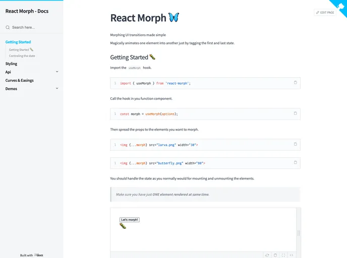 screenshot of React Morph