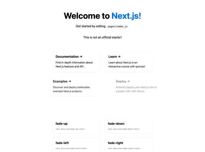 screenshot of Nextjs With Aos Example