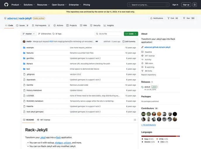 screenshot of Rack Jekyll