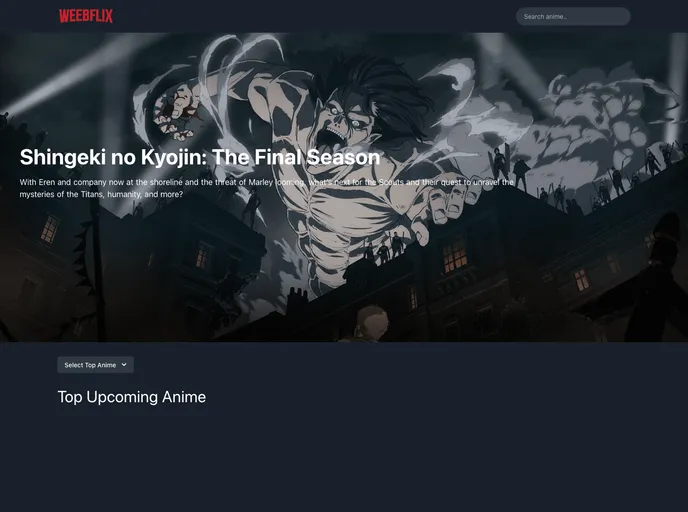 screenshot of Nuxt Weebflix Animelist