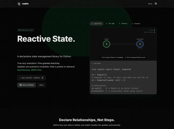 screenshot of Reaktiv