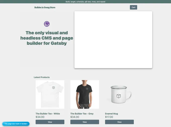 screenshot of Gatsby Builder Shopify