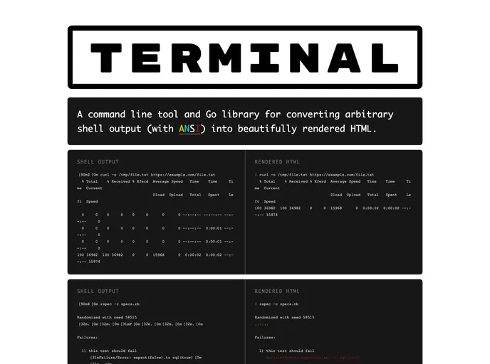 screenshot of Terminal To Html