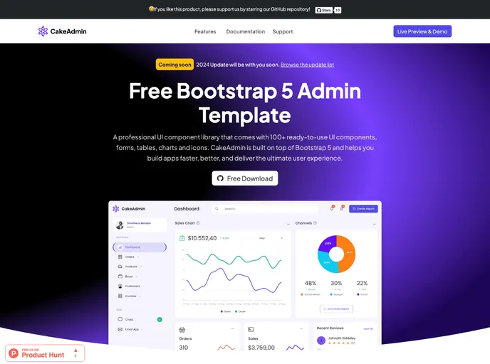 screenshot of Cakeadmin