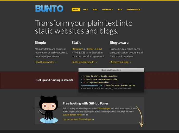 screenshot of Bunto