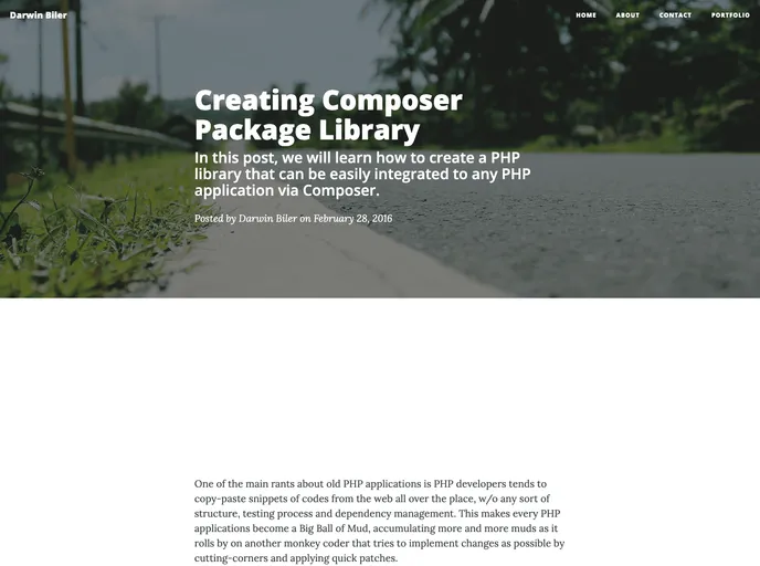 screenshot of Composer Library Template