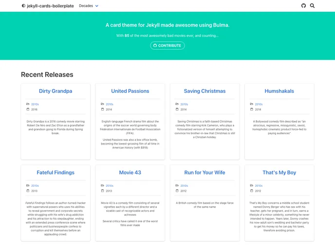 screenshot of Jekyll Cards Boilerplate