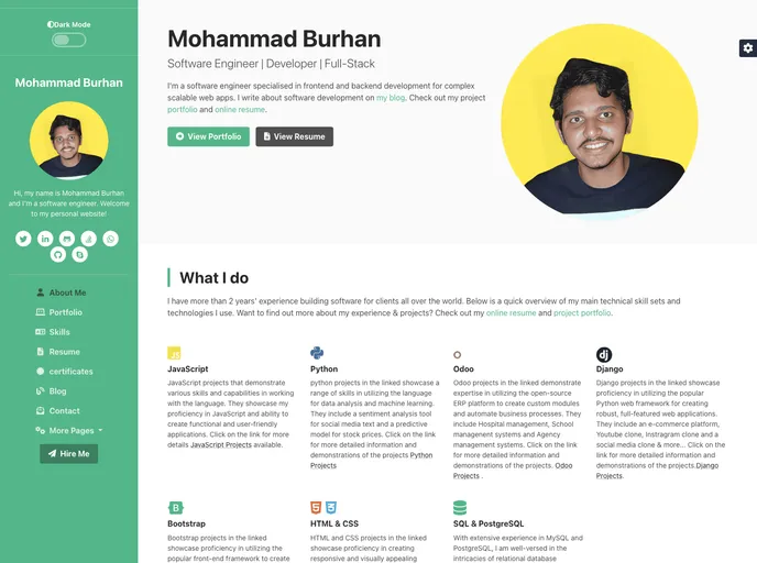 screenshot of Burhanmohammad.github.io