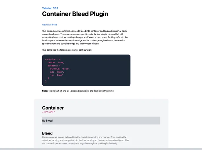 screenshot of Tailwindcss Container Bleed