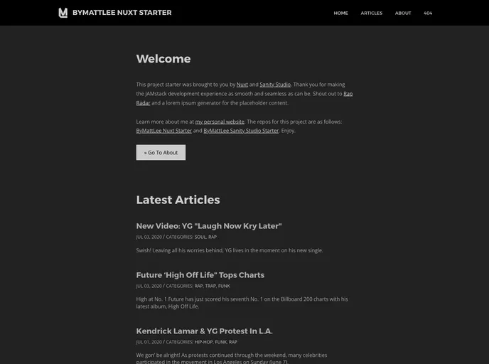 screenshot of Bymattlee Nuxt Starter