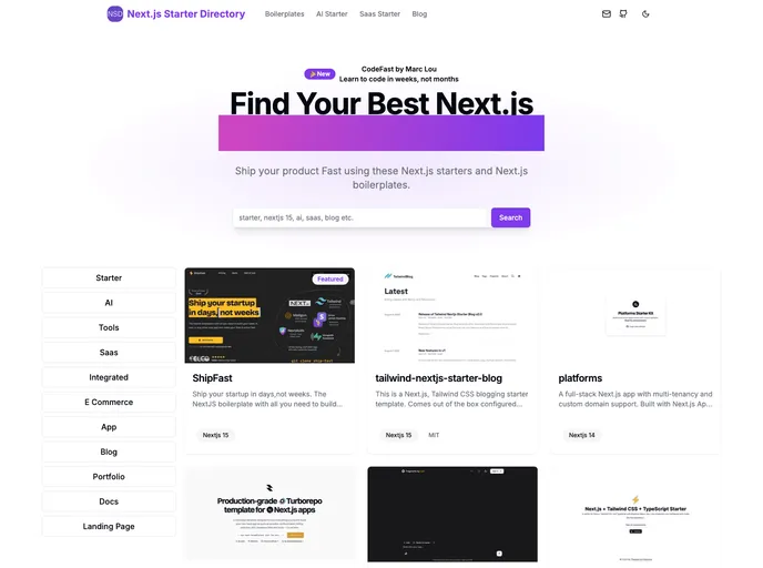 screenshot of Awesome Nextjs