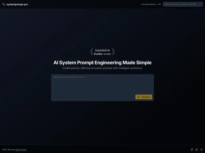 screenshot of System Prompt Generator