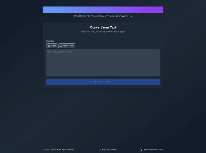 screenshot of Text2mdx