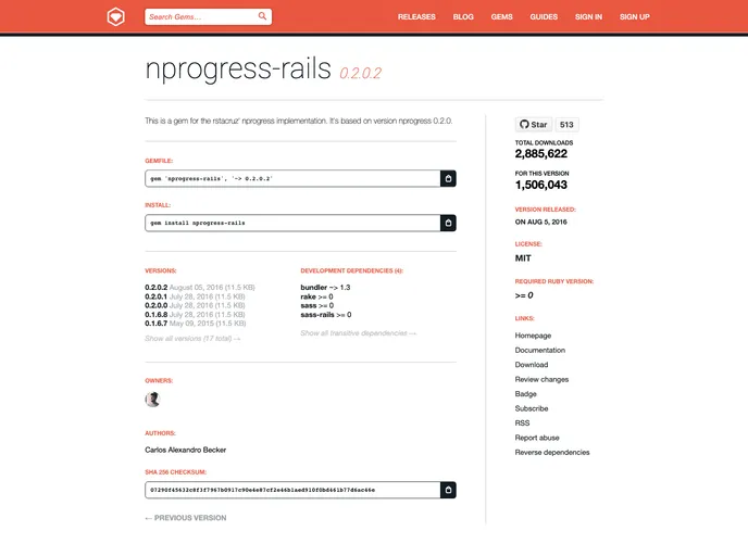 screenshot of Nprogress Rails