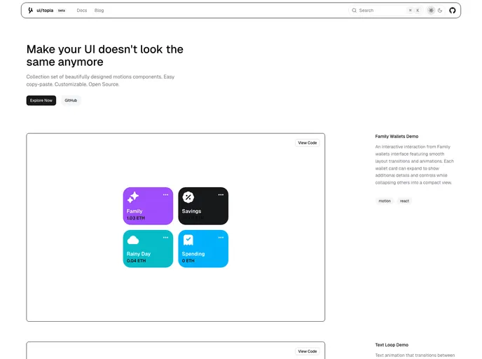 screenshot of UI Topia