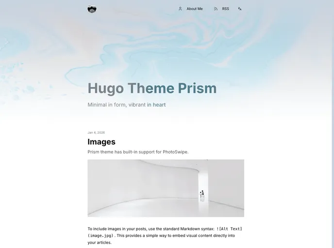 Hugo Theme Prism screenshot