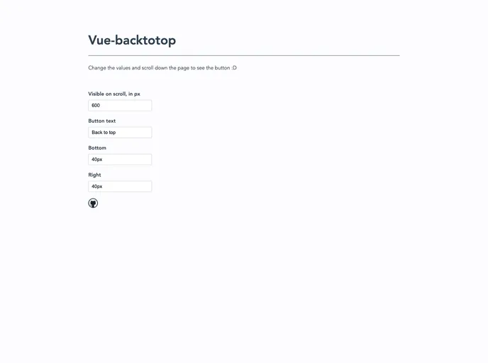 screenshot of Vue Backtotop