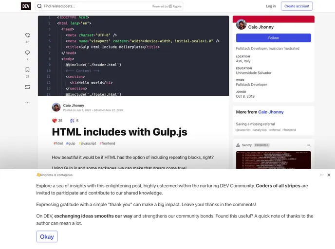 screenshot of Gulp Html Include Boilerplate