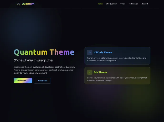 Quantum Theme Website screenshot