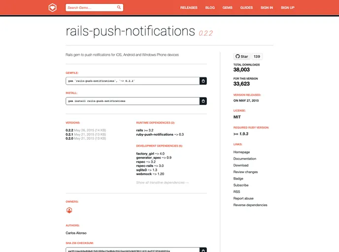 screenshot of Rails Push Notifications